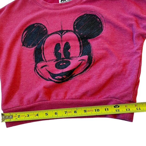 Disney Artist Collection Mickey Cropped Sweatshirt Lg Pink Double sided Sketch - Picture 9 of 9